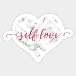 SELF LOVE | White Marble & Rose Watercolor Sticker